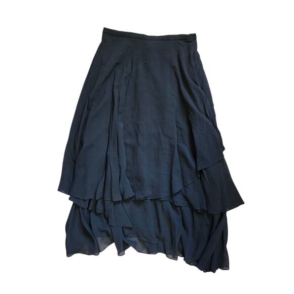 St. John Evening Black 100% Silk Chiffon Layered Elegant Maxi Skirt Plus Size 16 - Picture 1 of 11